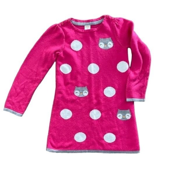 Gymboree Owl & Polka Dot Sweater Dress / Tunic, Sz 5T / 6 - Picture 1 of 9